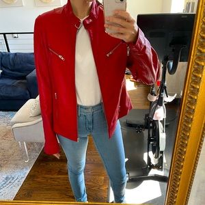 NWOT Red Leather Moto Jacket